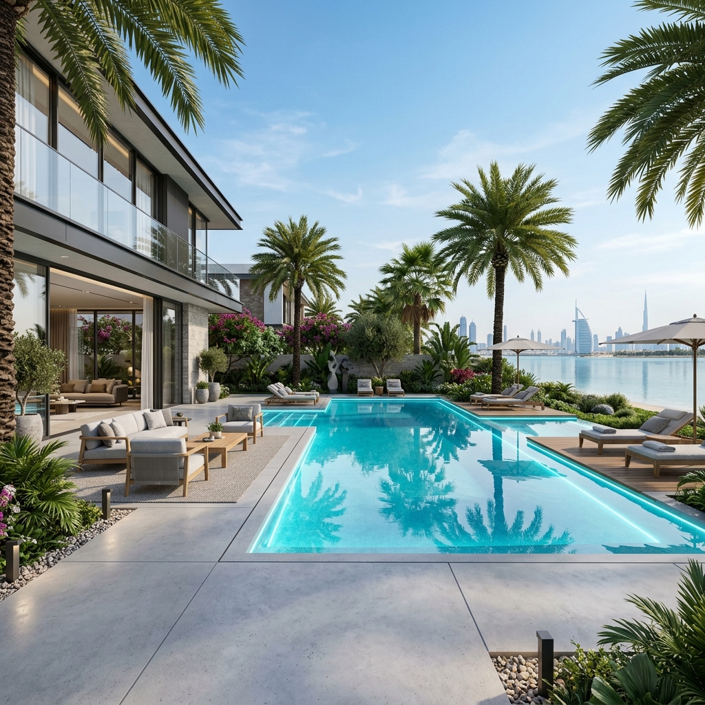 Luxury private villa landscape design in Dubai by Hornbill Landscaping