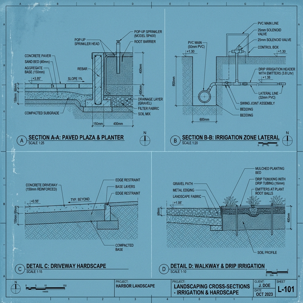 Technical Construction Drawings by Hornbill Landscaping