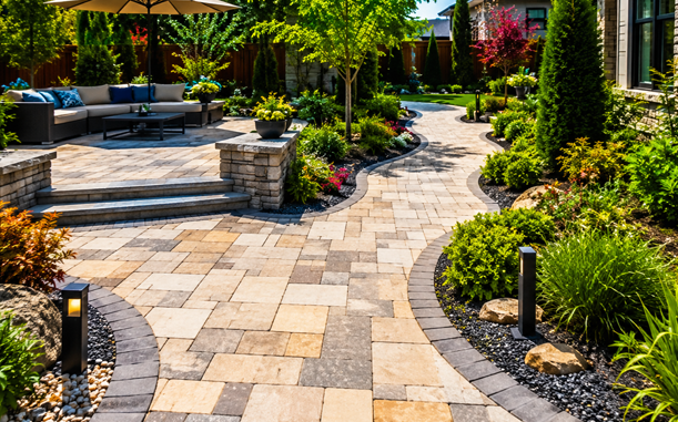 Paving, Patios & Pathways layout by Hornbill Landscaping