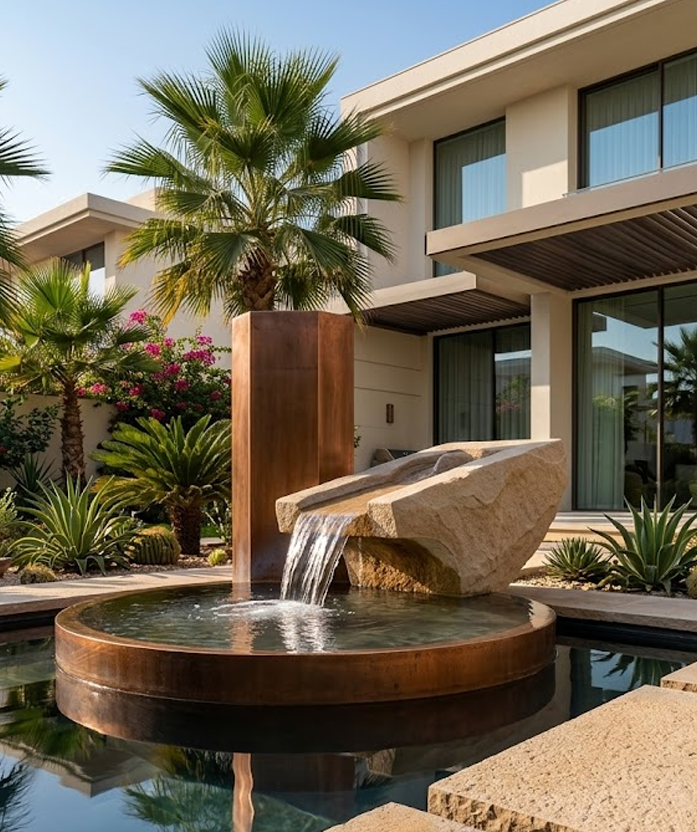 Water feature blueprint drafting layout planning and design details by Hornbill Landscaping