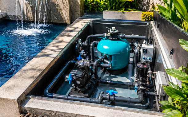 Recirculating pump and filtration system for Dubai water feature